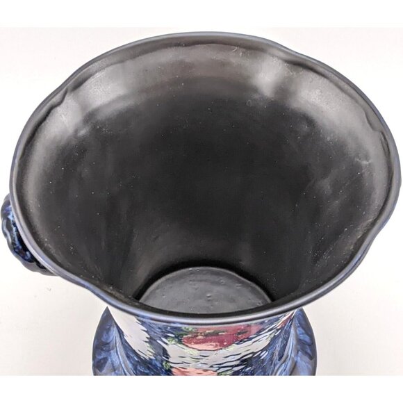 Vintage Maling Cetem Ware Blue Plum and Orchard Vase with Handles - Picture 4 of 12